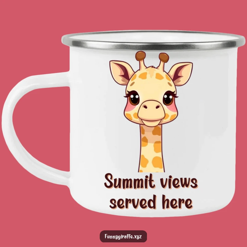 Funny Giraffe Camping Mug - Adventure with Curious Neck Extended Upwards