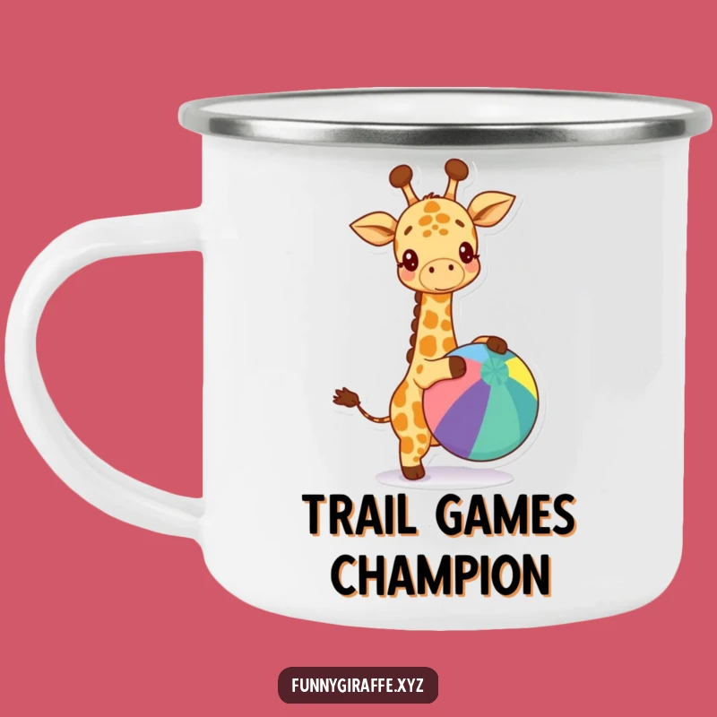 Funny Kawaii Giraffe Camping Mug - Happy Trails with Ball Bouncing