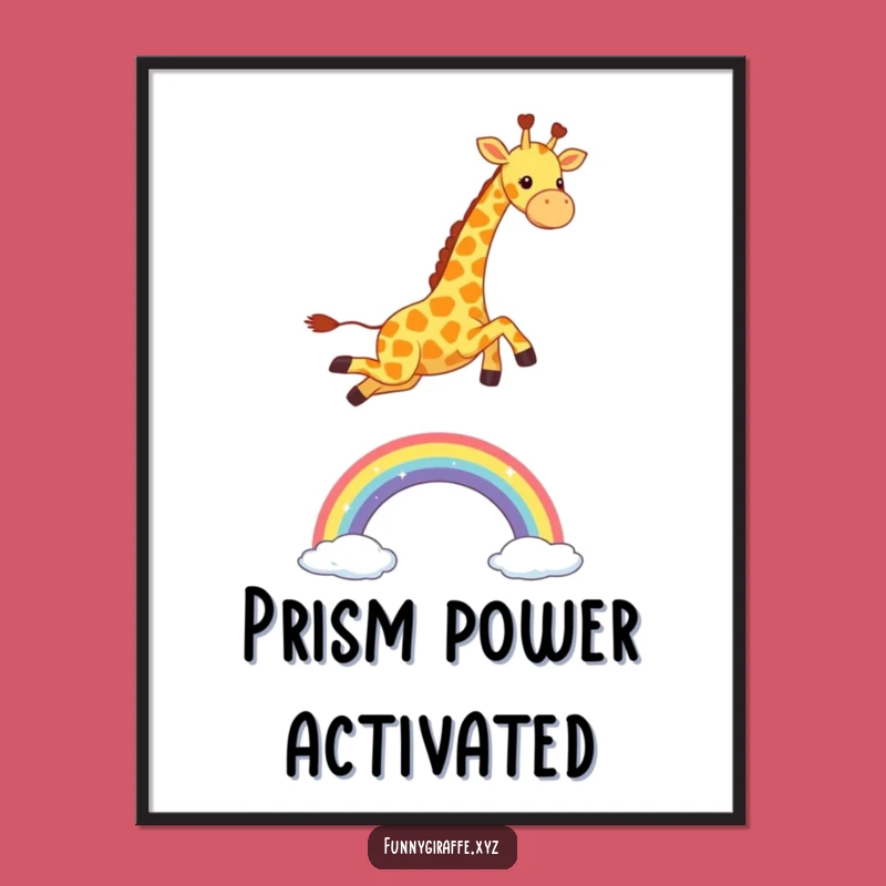 Funny Kawaii Giraffe Rainbow Digital Print - Vibrant Joy