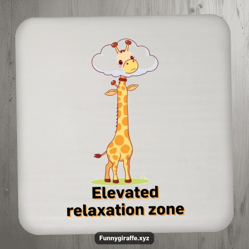 Funny Kawaii Giraffe Coaster: decorative coaster with a cute giraffe stretching its long neck towards a cloud, adding humor to drinks.
