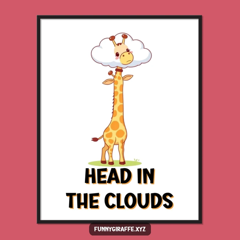 Funny Kawaii Giraffe Poster: Adorable Long Neck Reach