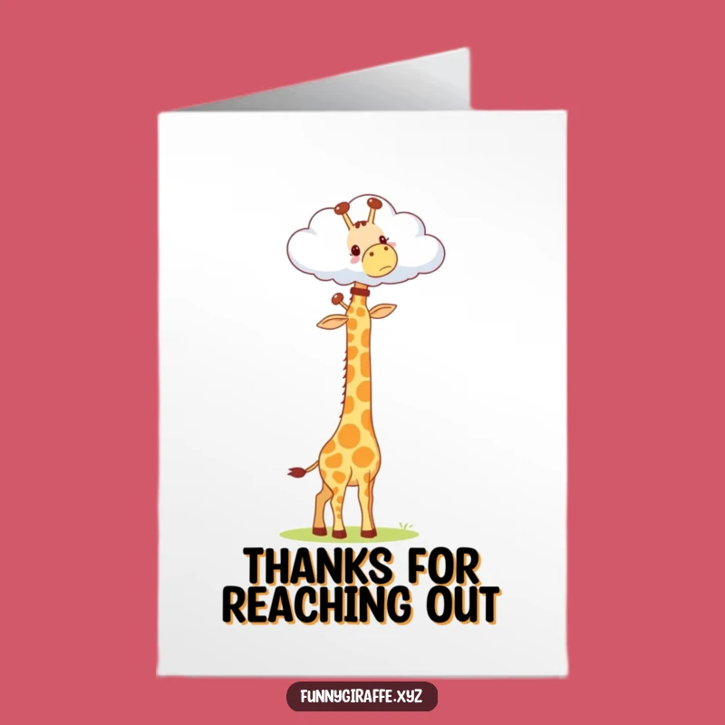 Free Printable Thank You Card: Funny Kawaii Giraffe Reaching for Appreciation, Downloadable Gift